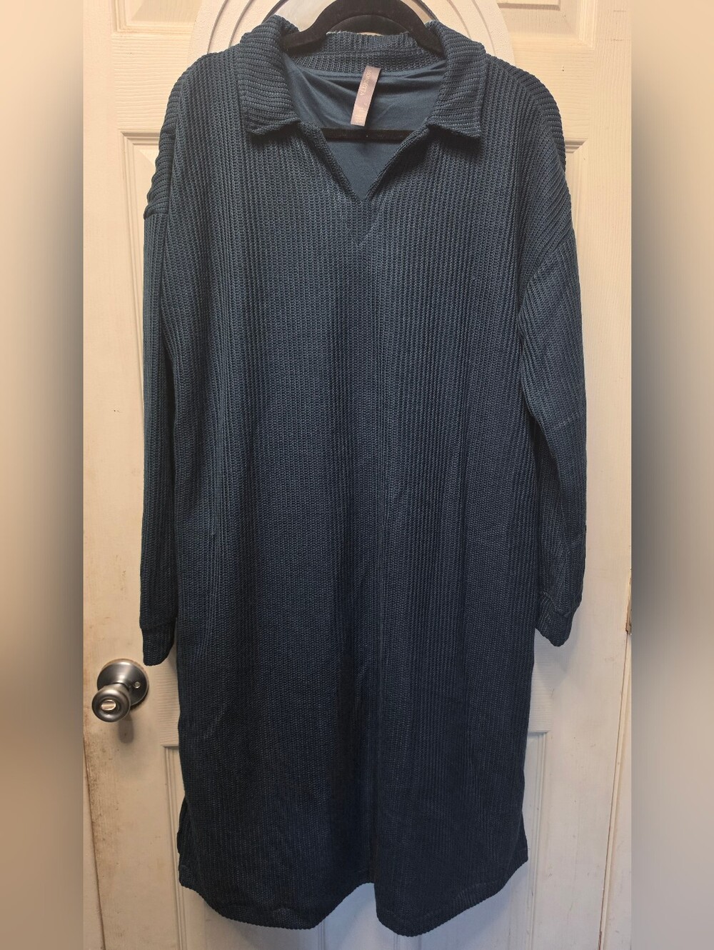 Mondetta Women's Dark Teal V-Neck Knit Sweater Dresw